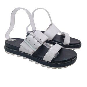 Sorel Womens Sandals Roaming Two Strap Slip On Slide Wedge White Black Size 9.5